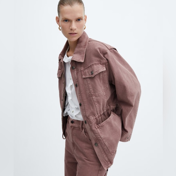 Denim Jacket with Drawstring - Picture 2 of 7